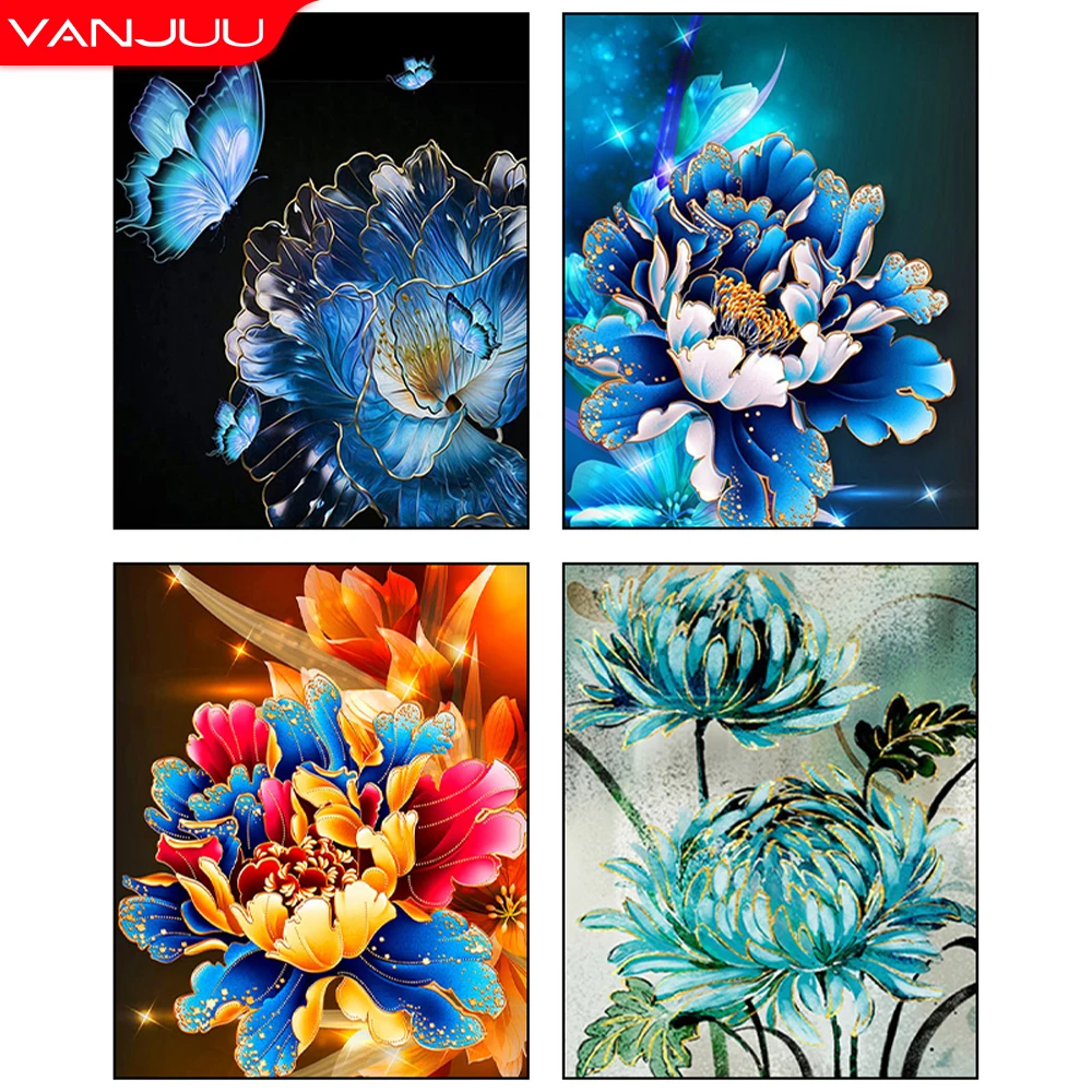 

Flower 5D DIY Diamond Painting Blooming Flowers Pattern Full Diamond Cross Stitch Mosaic Art Embroidery Home Deco Gift