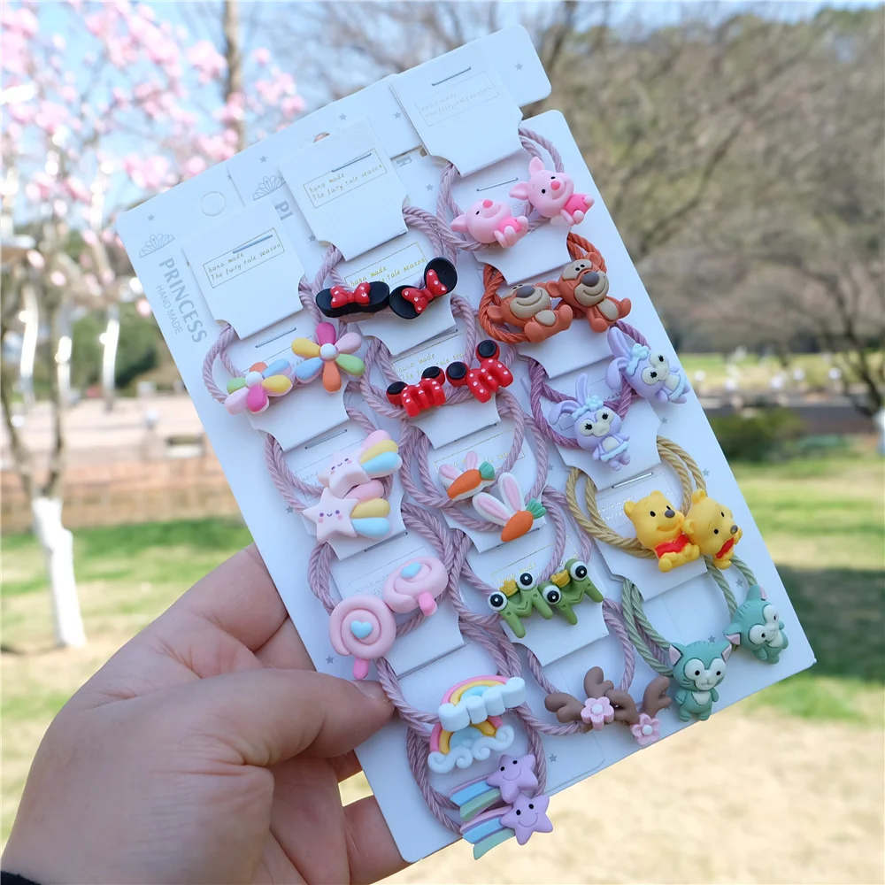 10 шт./компл. дети мультфильм животных резинки для волос фрукты резинка с принтом в