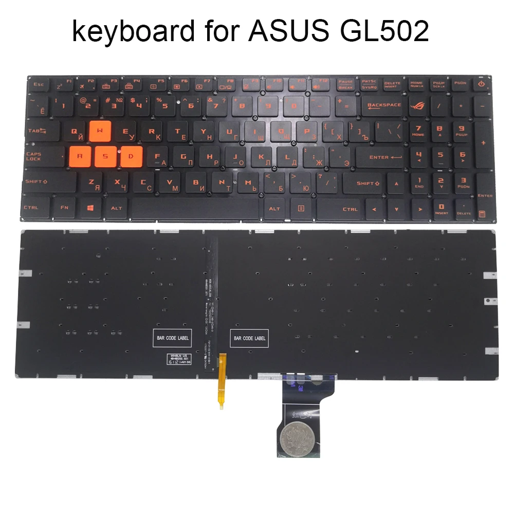 

Russian backlit keyboard for ASUS ROG GL502 VT GL502VY GL502VM FX502 GL702 VS GL702VM RU gamers laptop keyboards Orange keycaps