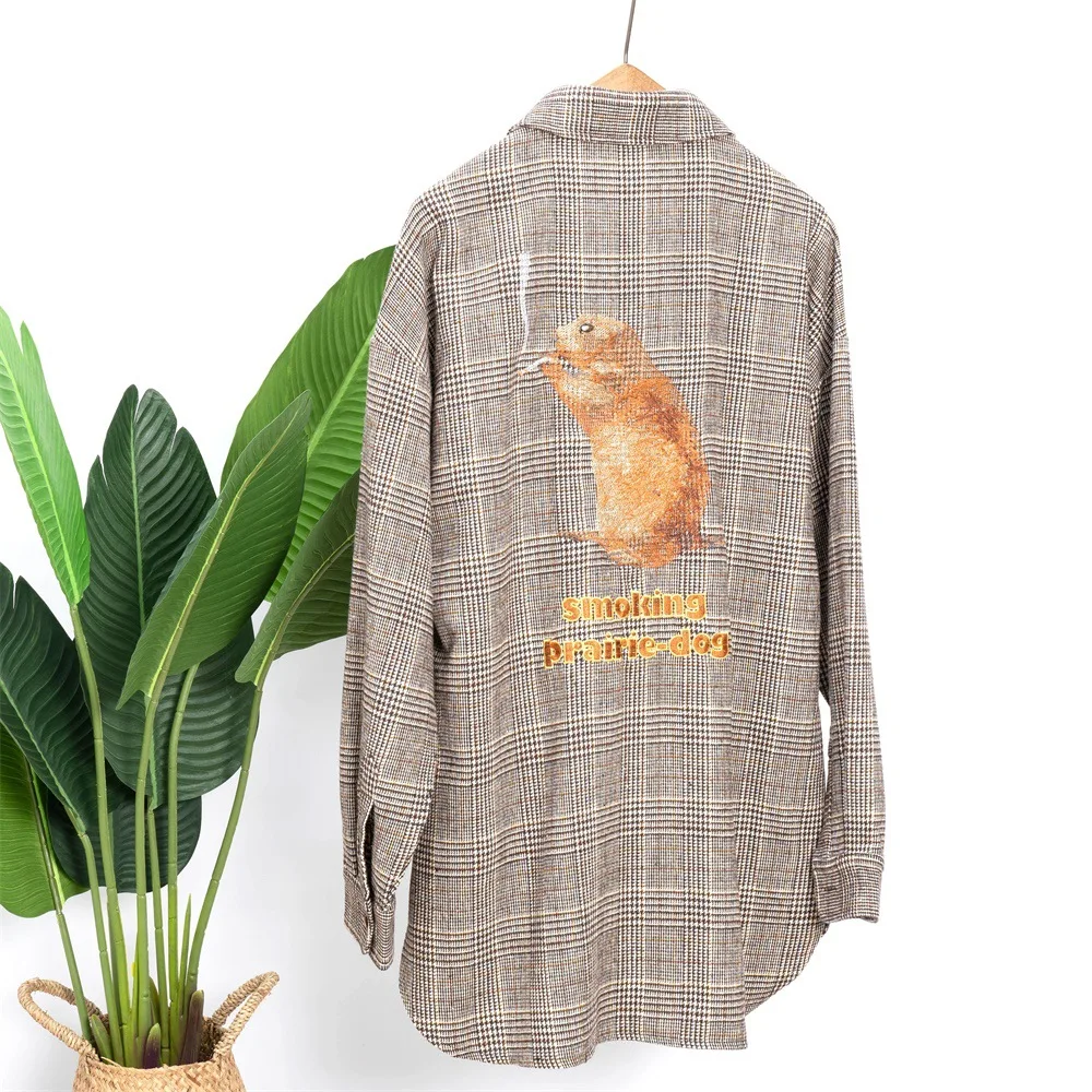 Kpop Bangtan boys V The same clothes plaid shirt squirrel long sleeve coat men women autumn winter k-pop jin suga hoodie | Женская