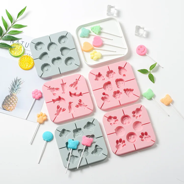 

Diy handmade chocolate bar candy mold homemade cartoon lollipop silicone mold small ice cream mold baking silicone molds