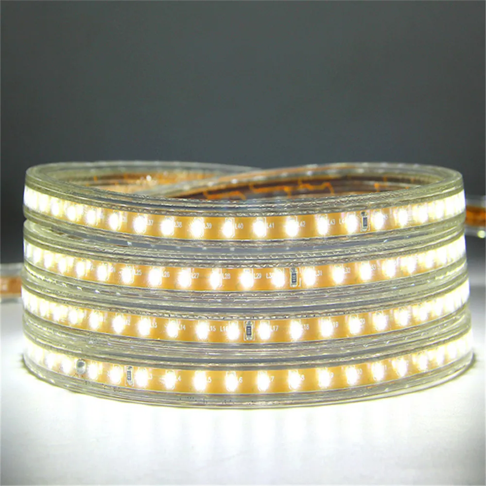 Светодиодный ленточный светильник s SMD3014 AC220V 120 светодиодный s/M водонепроницаемый IP67 наружный Декор ленточный светильник с европейской вилкой гибкий струнный светильник s