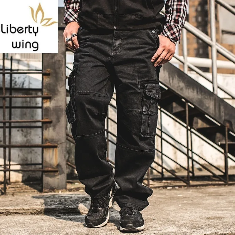 Модные повседневные мужские мешковатые брюки карго больших размеров с карманами