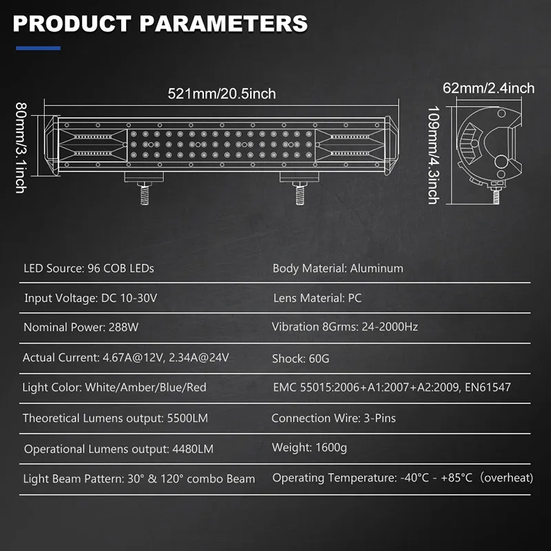 Светодиодный прожсветильник Тор для внедорожника двухцветный стробоскоп