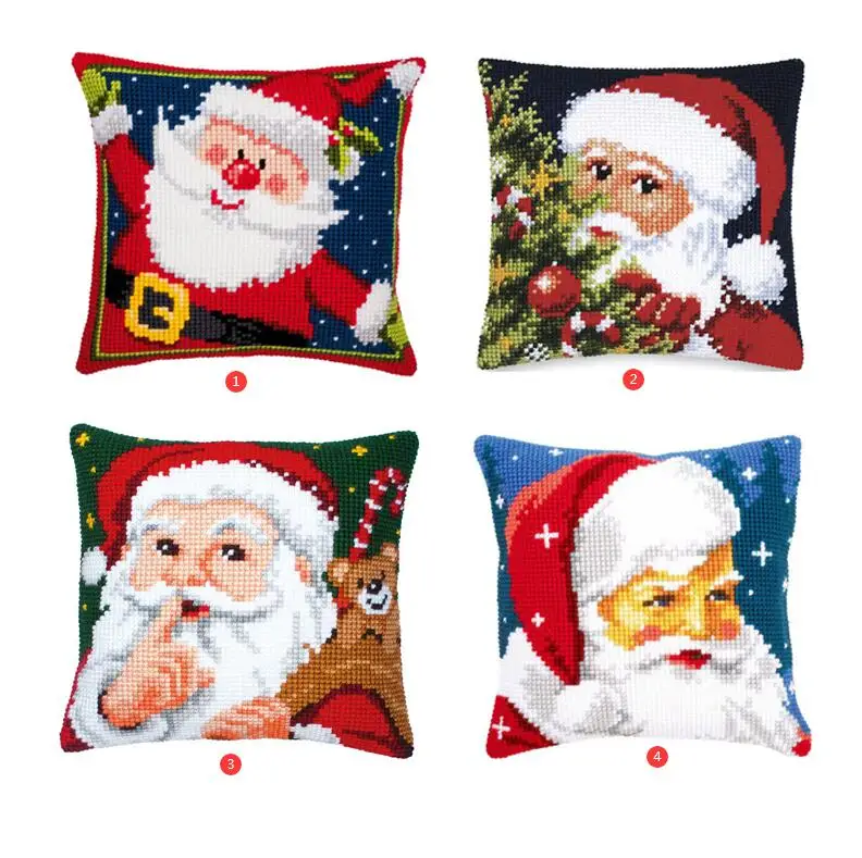 

Christmas Embroidery Pillow Knoop Pakket Needlework Set Latch Hook Cushion Button Package Decor