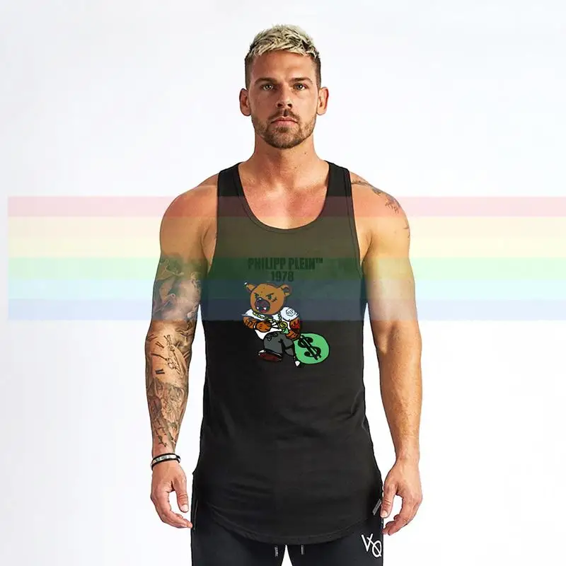 

philipp-plein Classic signature vest gym For Men Printed vest Couples vest lovers Cotton Tees Amazing Short Sleeve TopsN040