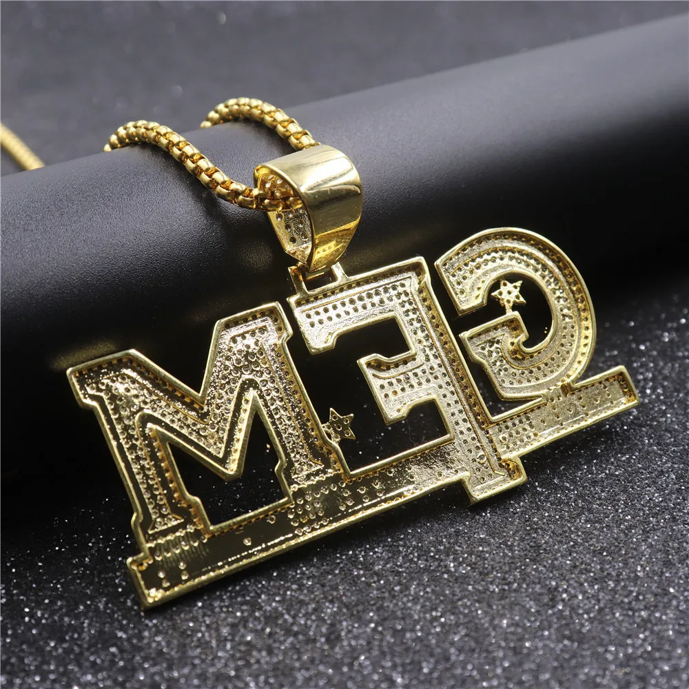 

High quality Men Hip hop iced out God Family Money Pendants necklaces AAA Zircon letters pendants necklace Hiphop jewelry gifts