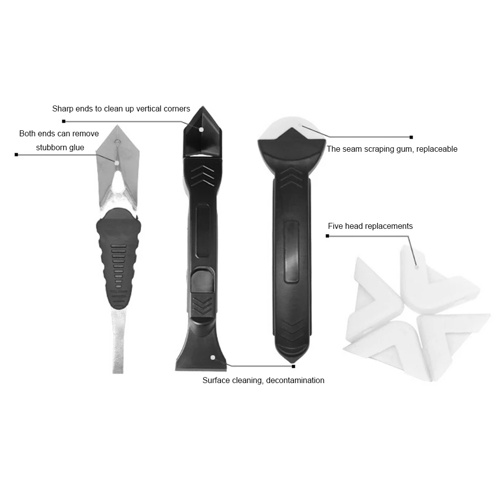 

7Pcs Portable Glue Scraper Stainless Steel Handle Woodworking Deburring Tool for Glue Removing Carbide Insert Scraper