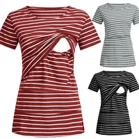 maternity clothes pregnant women maternity summer casual short sleeve o neck striped t shirts nursing tops for breastfeeding