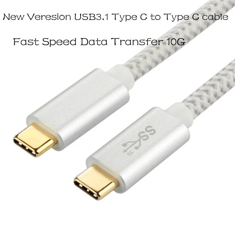 Кабель USB 3 1 type C для быстрой передачи данных 10G позолоченный коннектор нейлоновая