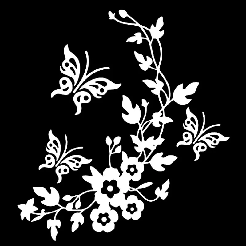 

Fashion Flowers and Butterflys Inspired Design Decor Art Decal Vinyl Car Sticker Black/Silver KK15*14cm