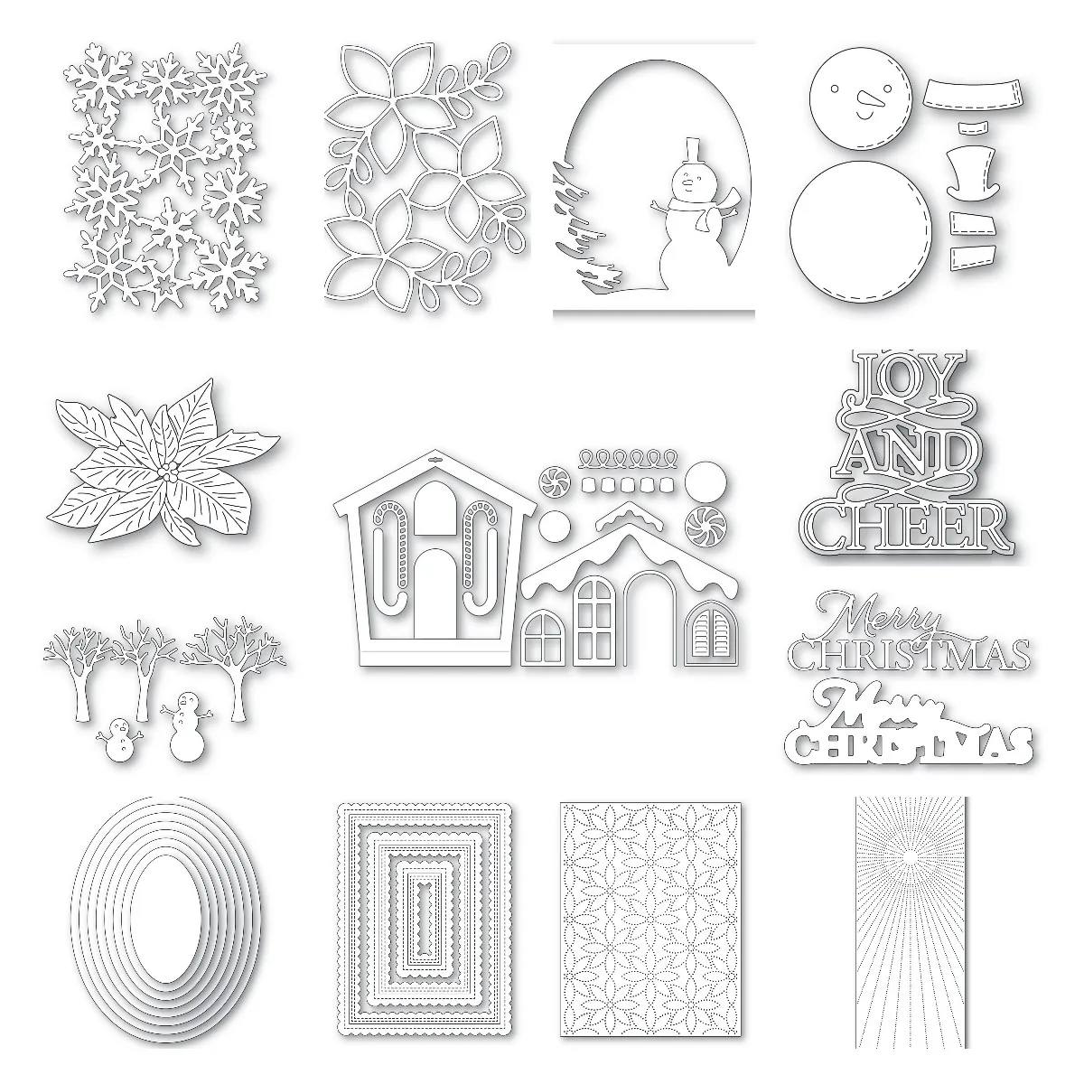 

Christmas Snowman Snowflake Flower Wreath Shape Layered House Frames Metal Cutting Dies Scrapbook Diary Decoration Embossing DIY