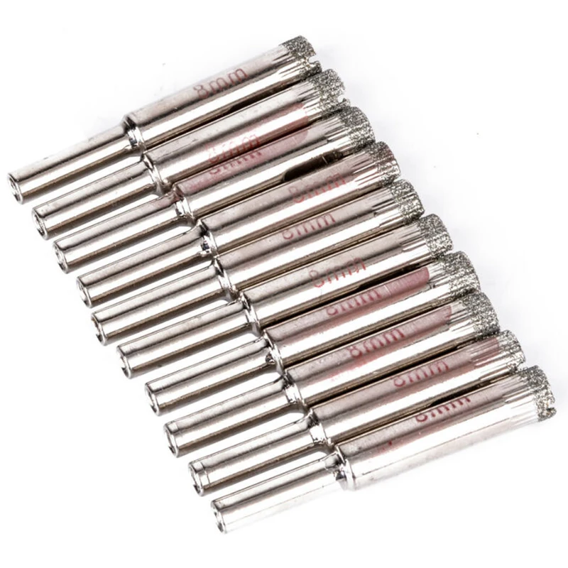 

Tile Hole Opener Workshop Tools 10pcs Set 8mm Drilling Saw Silver Drill bit