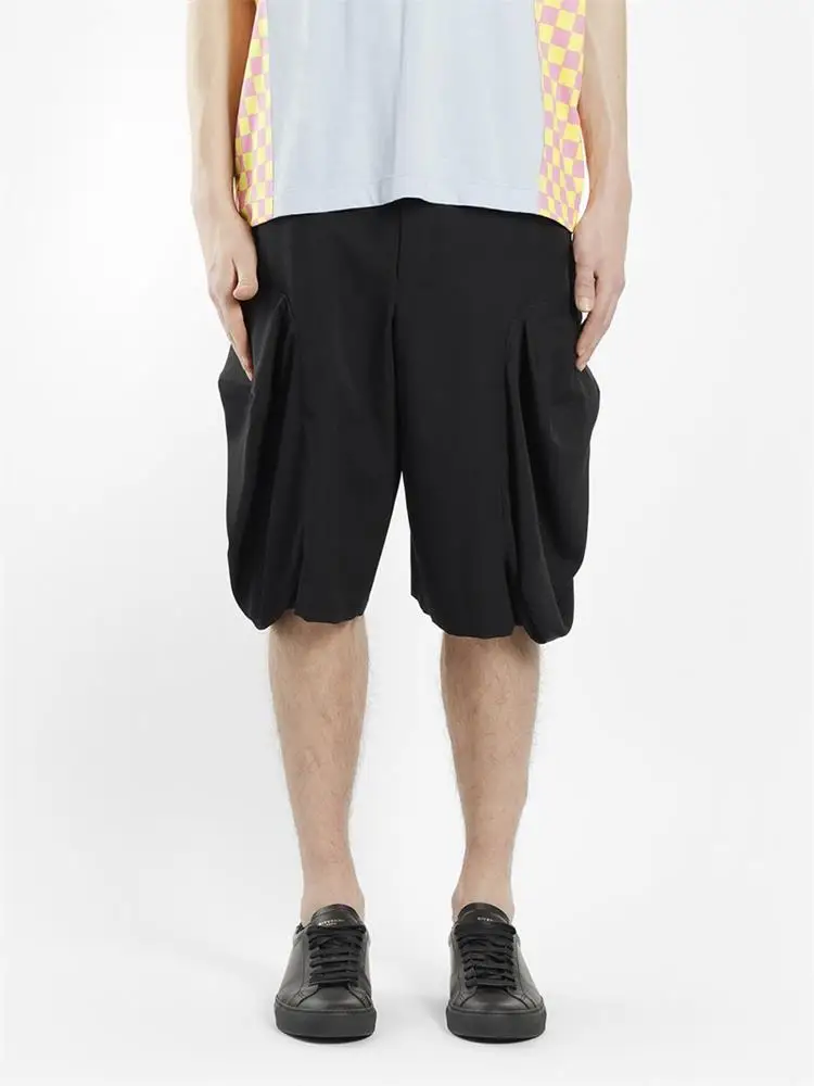 Men's Casual Shorts Summer New Black Side Pocket Design Three-Dimensional Cutting Large Size Fashion Trend Shorts