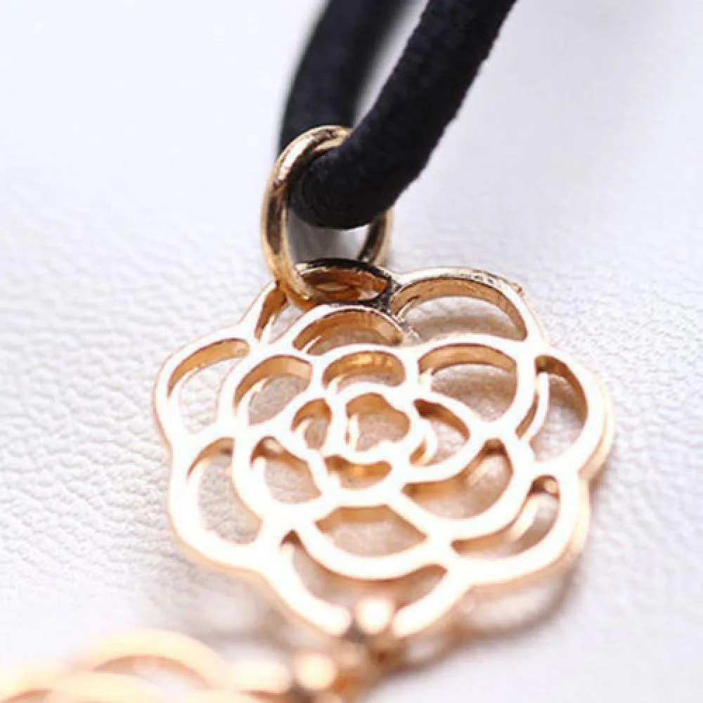 Модные новые милые металлические женские полые розы цветок эластичная повязка