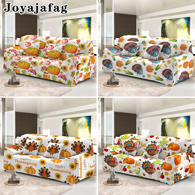 

Cartoon Thanksgiving Day Theme Elastic Sofa Cover For Living Room 1/2/3/4 Seater Slipcover Stretch Washable Couch Covers