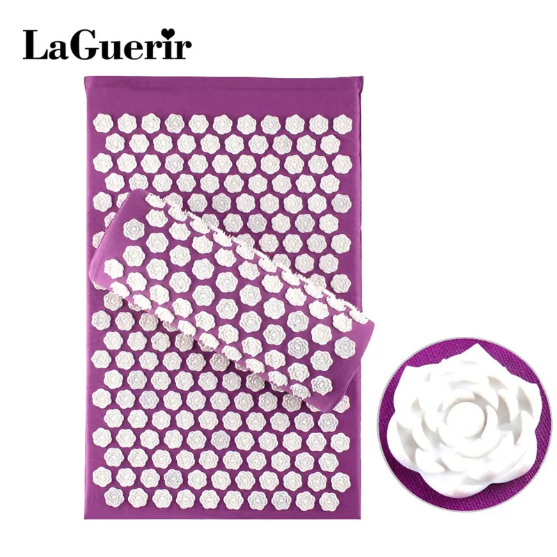 LaGuerir Acupressure розовая форма массажные хлопковые акупунктурные коврики+ подушка для спины рефлексологический массаж триггерной точки снятия стресса