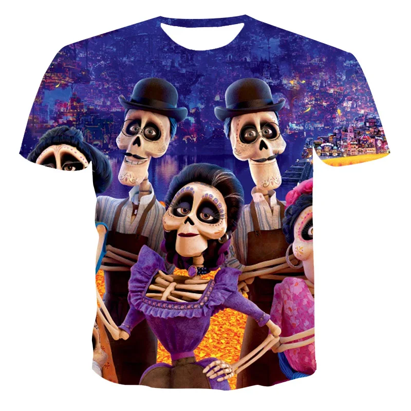 

Loose Round Neck Short-sleeved T-shirt 3d Color Printing Interesting Skull Pattern Personality Male/female Suitable For Xxs-6xl