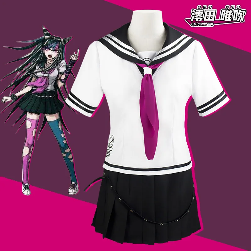 

Anime Dangan Ronpa 2 Danganronpa Ibuki Mioda Cosplay Costumes Dress Wig Women Girls Jk School Uniforms Sailor Suits Skirt Set
