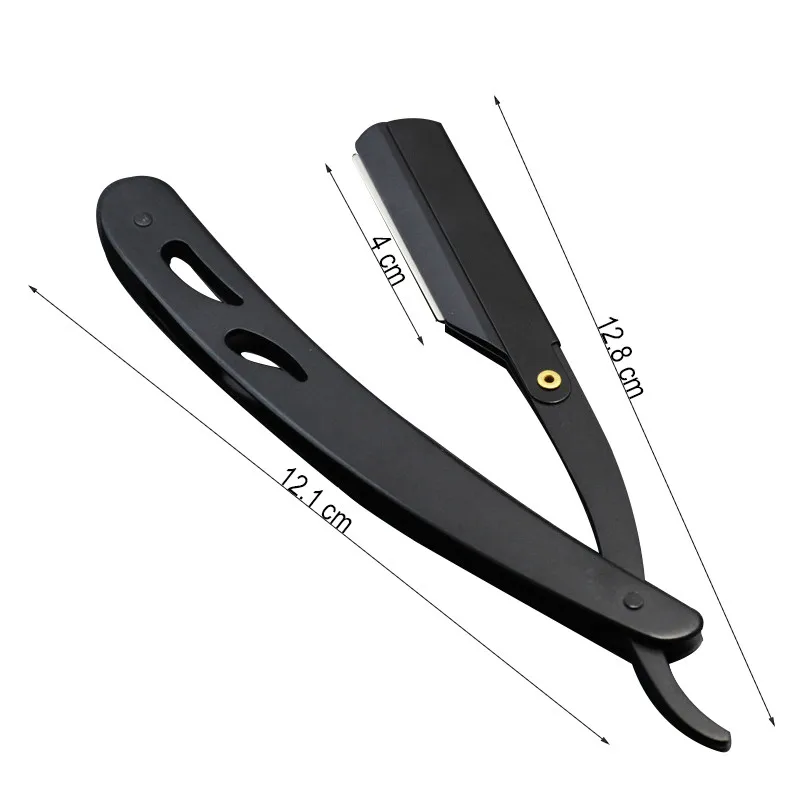 

Men Shaving Barber Tools Hair Razor and Blades Antique Black Folding Shaving Knife Stainless Steel Straight razor Holder