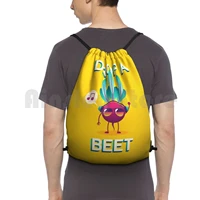 drop a beet backpack drawstring bags gym bag waterproof beet drop a beet vector cute beet music headphones pun punny puns