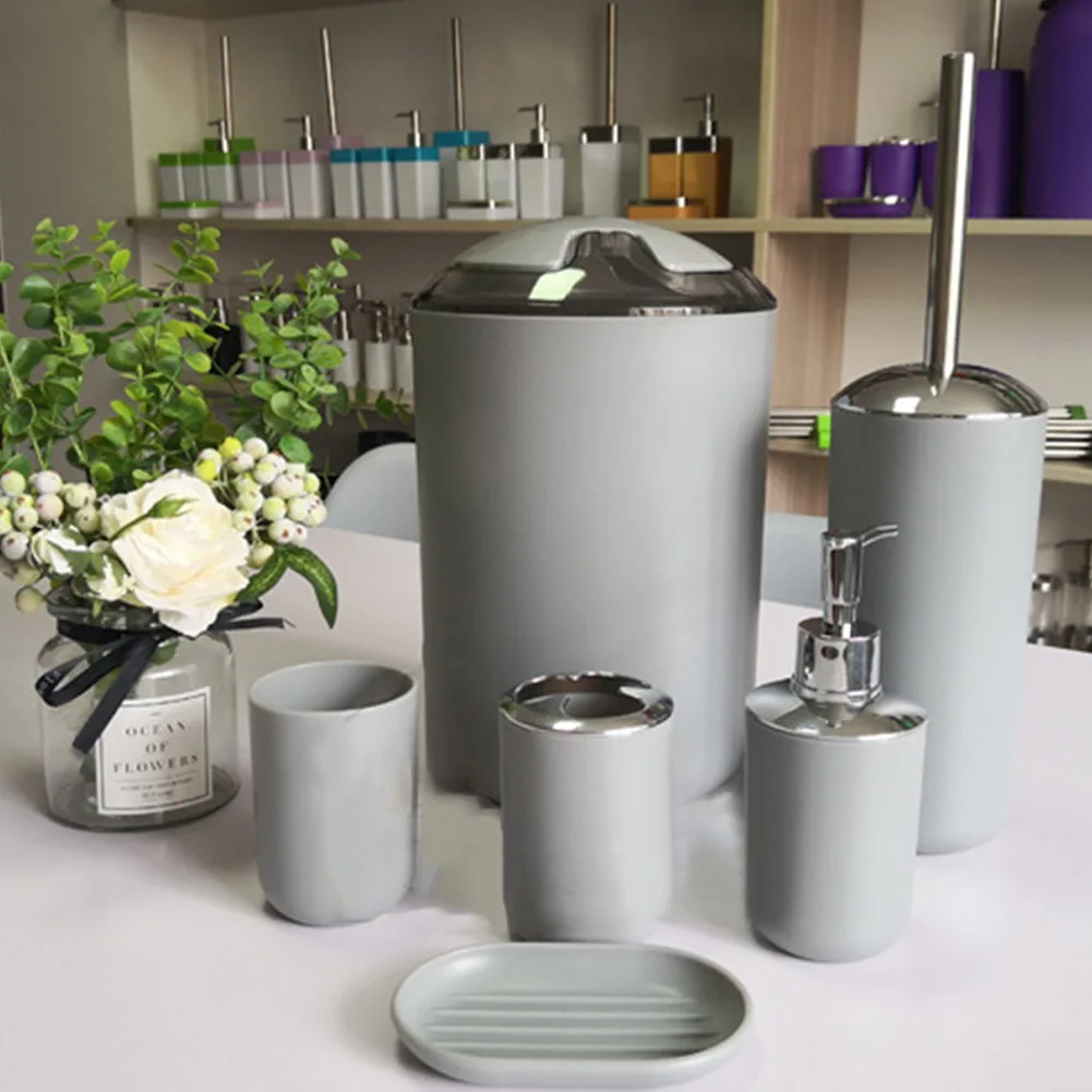 

6 Pcs European Plastic Bathroom Accessories Set Toiletries Bathroom Hotel Supplies SUB Sale