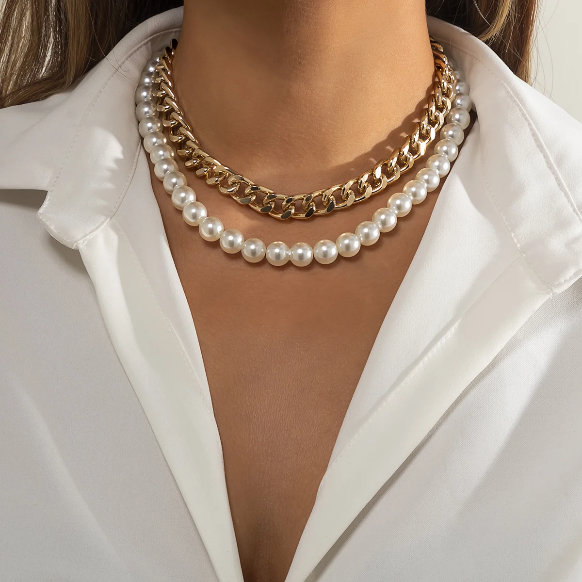 

Lacteo Bohemian Imitation Pearl Choker Necklace for Women Trendy Multilayer Twisted Cross Clavicle Chain Necklace Jewelry Gifts