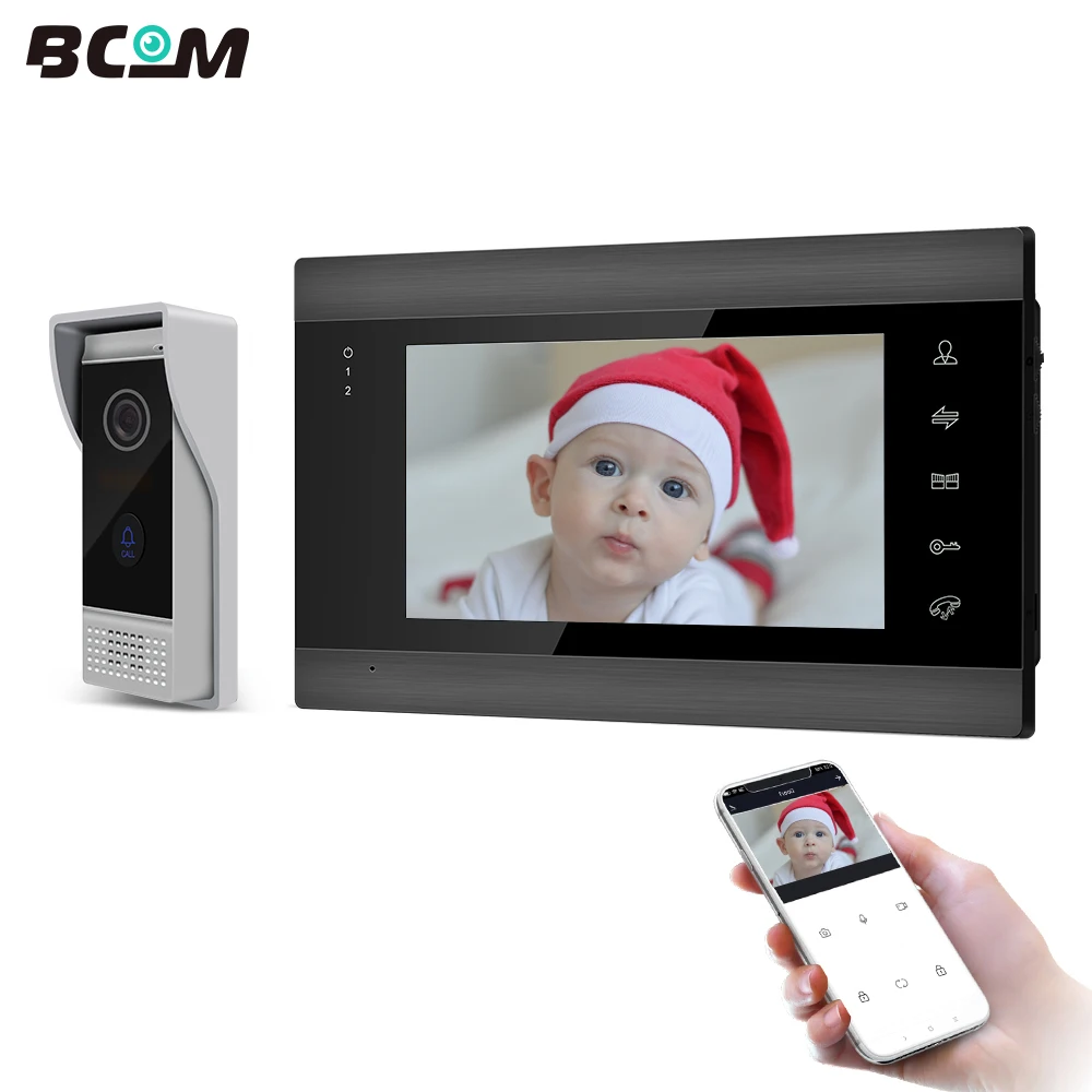 Bcom 1080p Wireless Wifi Video Intercom System for Home Video Intercom Support Remote Unlock,Motion Detect Record Door Camera