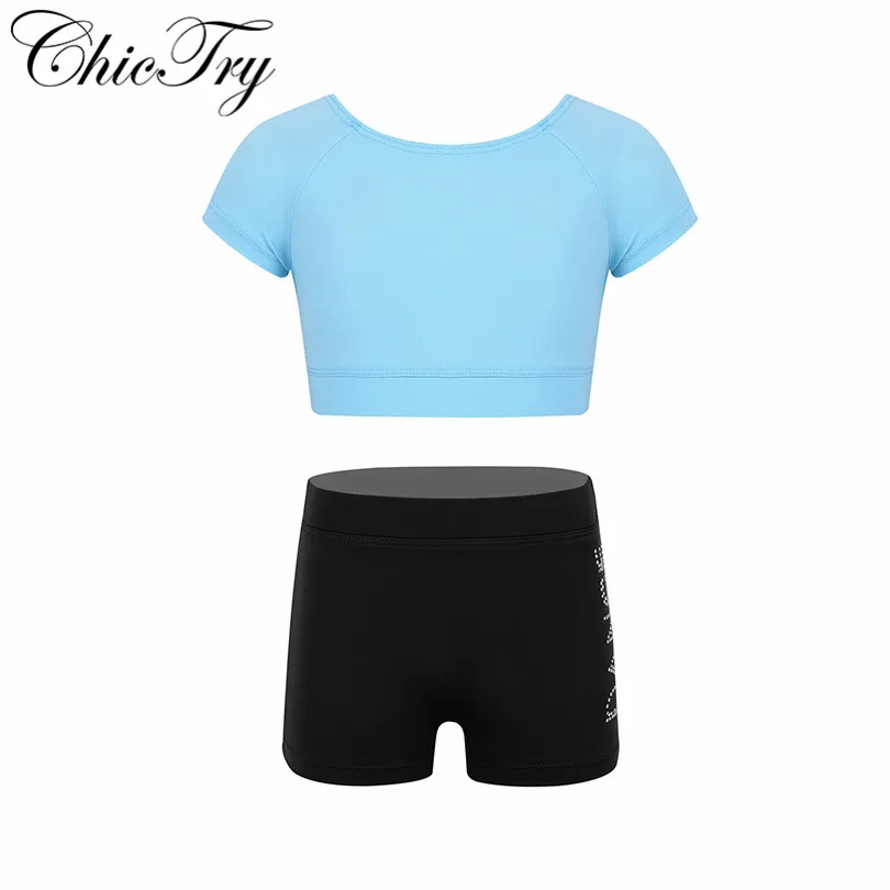 Детский комплект для девочек топ танцев бюстгальтер и шорты купальник