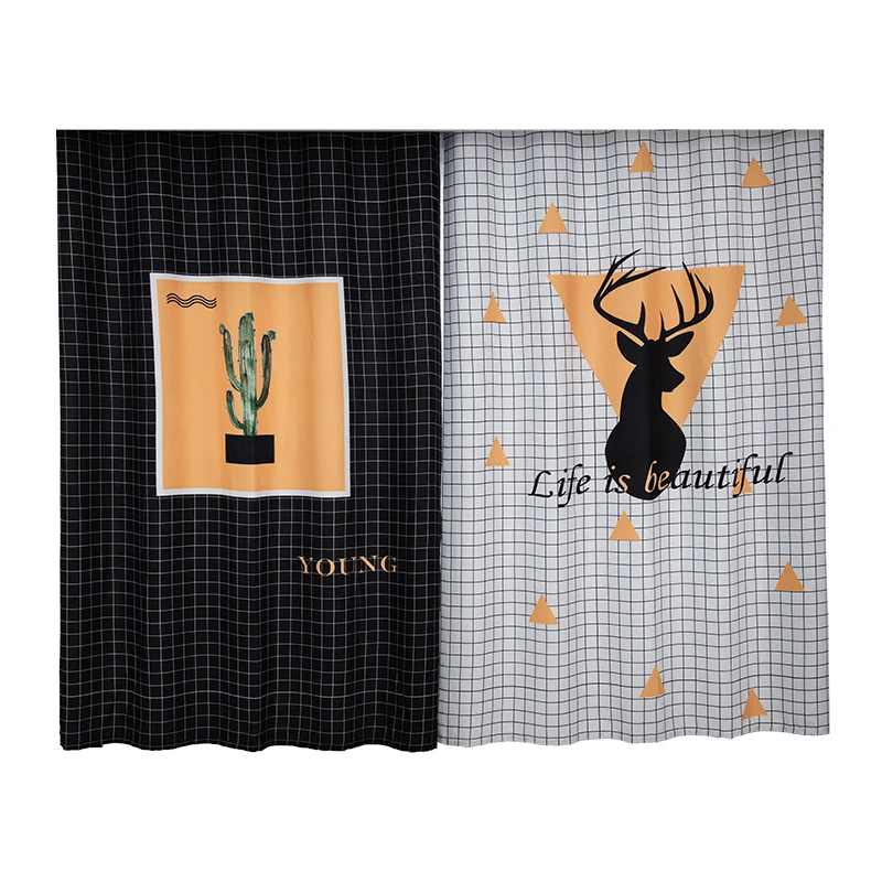 

Custom Nursery Children Window Curtain Drape Hangings for Living Room Bedroom Curtain Gauze Tulle Sheer Reindeer Cactus Plaid