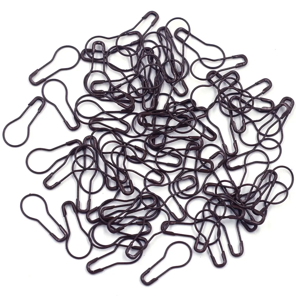 

200Pcs Coffee Safety Pins Gourd Shape Clips Marker Tag Safe Knitting Cross Stitch Holder Sewing Kit Jewelry DIY Finding 21mm
