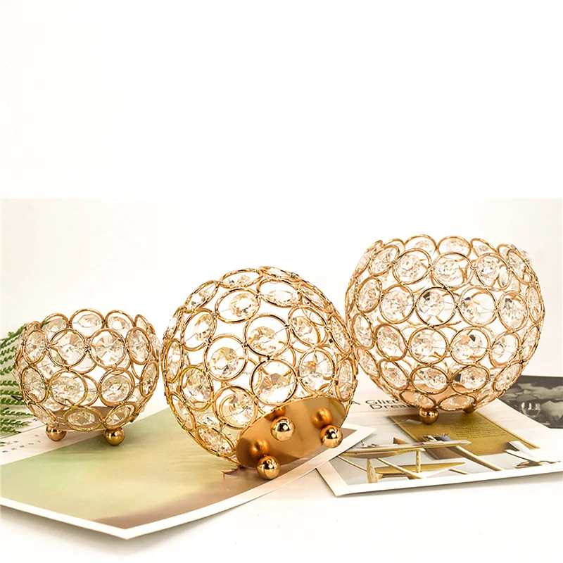 

Crystal Candle Holder Crystal Candlestick Romantic Creative Desktop Hollow Candle Holder Iron Candle Cup Wedding Prop Decoration