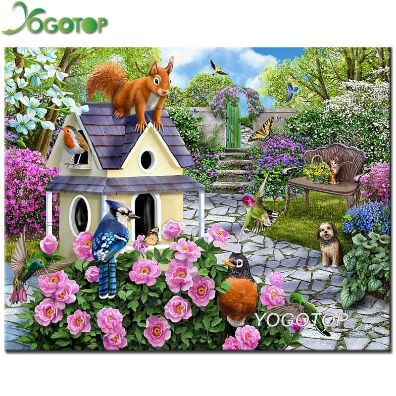 Садовая полноформатная Алмазная вышивка белка птица 5d сделай сам алмазная