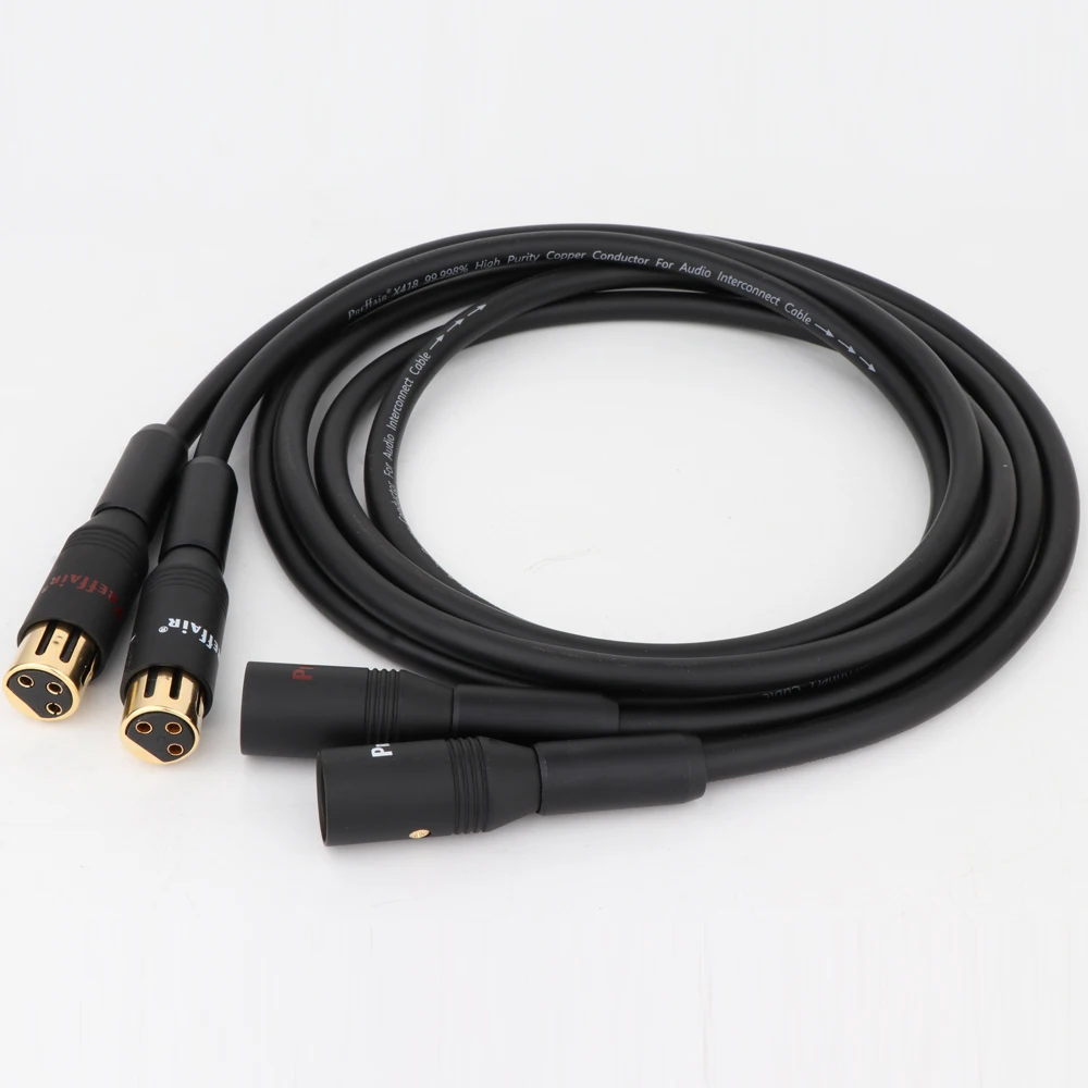 

One Pair Preffair X418 99.998% High Purity Copper Conductor Audio Interconnect Cable With Gold Plated XLR Plug