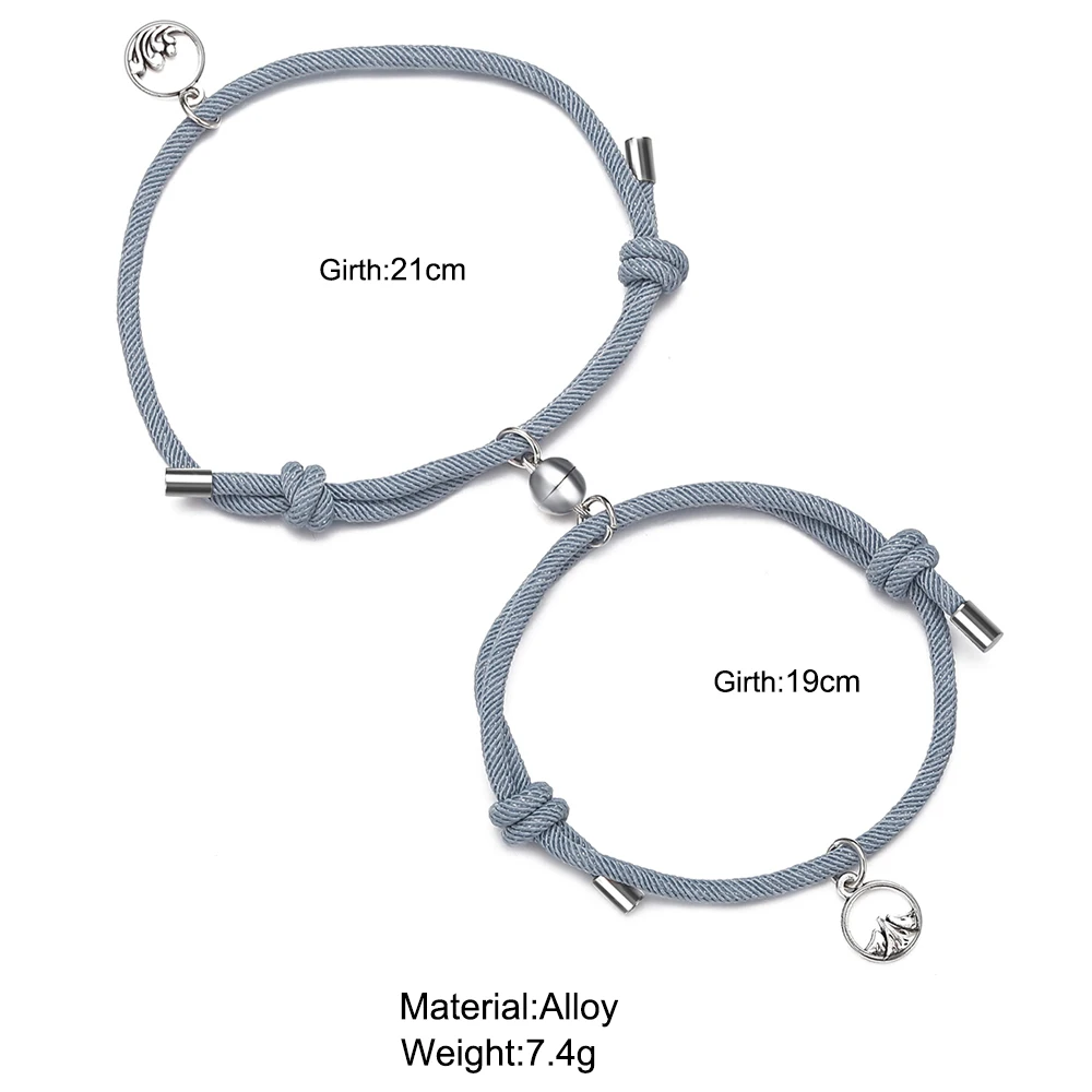 

2pcs Couple Magnet Braided Rope Bracelet For Couple Creative Personality Bracelet Best Friend Birthday Gift Jewelry Lover
