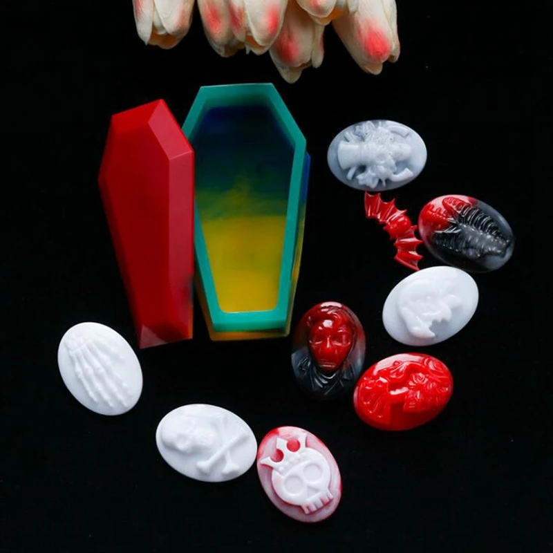 

New transparent silicone mold resin spider skull Charms pendant silicone mold DIY handmade jewelry silicone mold