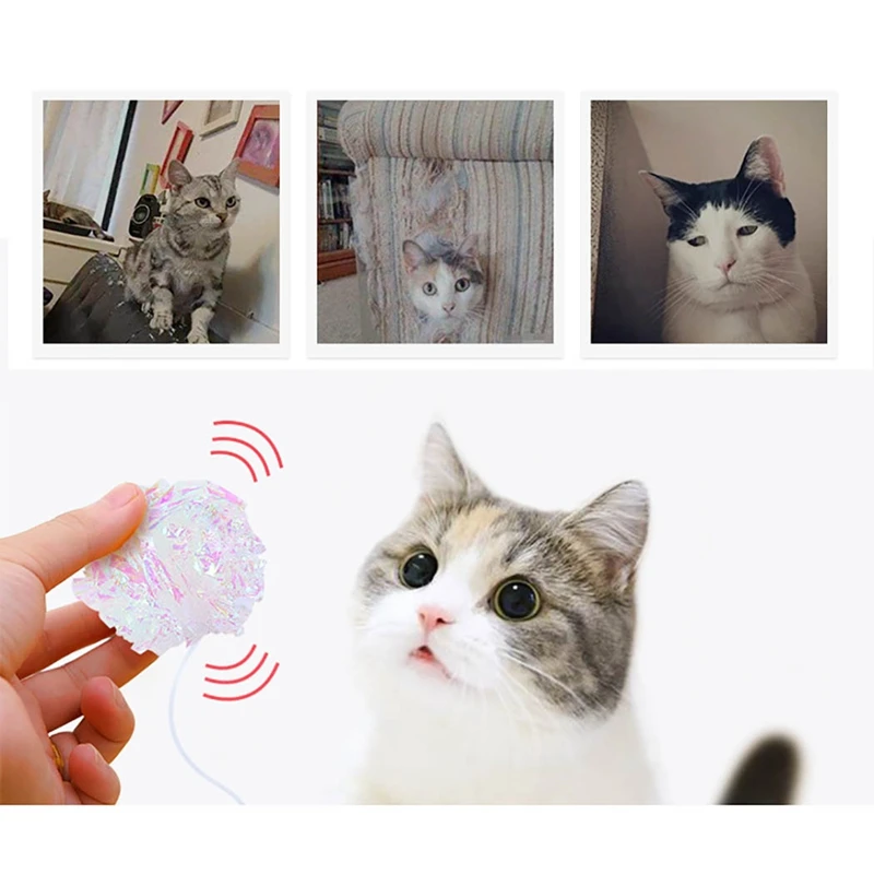 

Candy Colored Ring Paper Ball Ring Toy Cat Interactive Toy Crystal Ball Rustle Ring Cat Toys Ball Pet Supplies