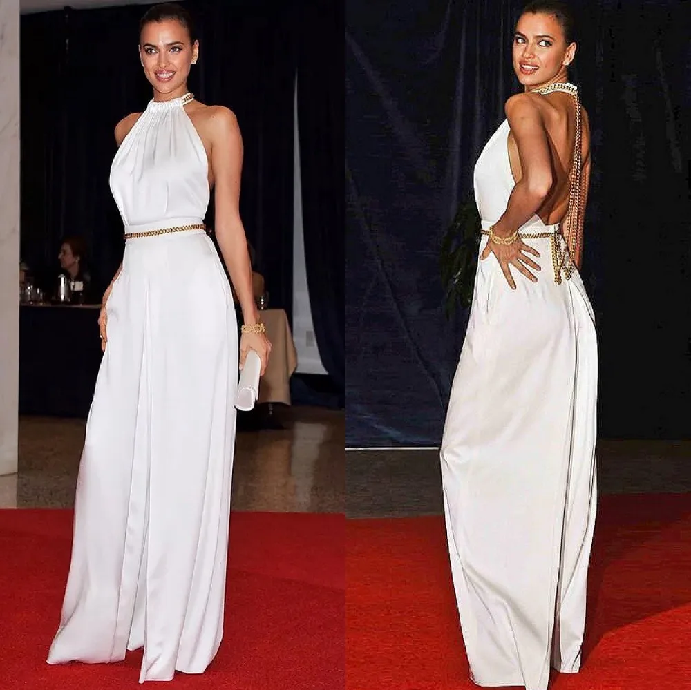 Модный белый комбинезон с лямкой на шее Элегантное летнее платье костюм