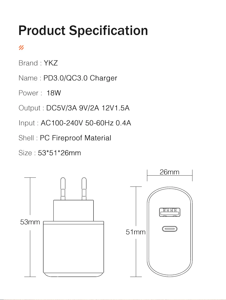 YKZ 18 Вт Быстрая зарядка 3,0 USB зарядное устройство светодиодный дисплей QC3.0 QC Тип C PD Быстрая зарядка путешествия настенное зарядное устройство для iPhone X 8 samsung S10