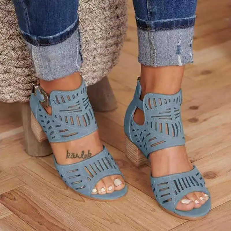 

Women Sandals High Heel Gladiator Buckle Strap Fashion Shoes Woman Sandalias Mujer 2020 Summer Ladies Sandals Plus Size 35-43