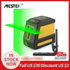 Лазерный уровень MESTEK, нивелир с 2 зелеными линиями, самонивелирующийся, вертикальный, горизонтальный, перекрестный, красный луч, измерительный инструмент