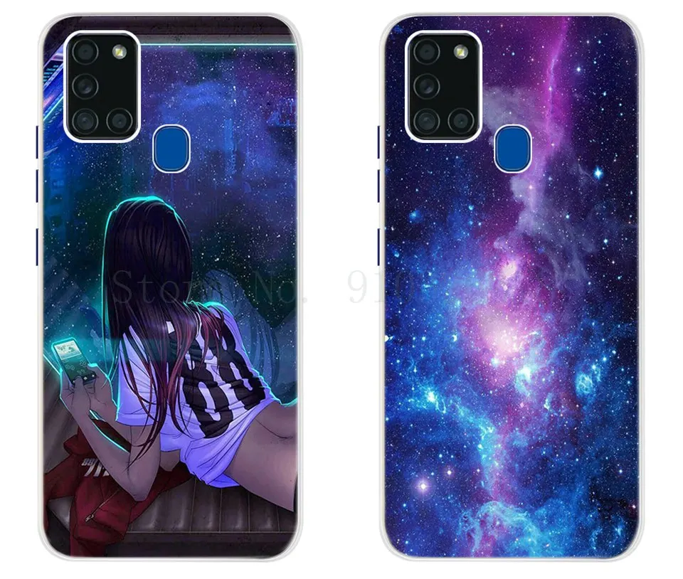 Чехол для Samsung Galaxy A21s Модный чехол матовый мобильного телефона A217F мягкая