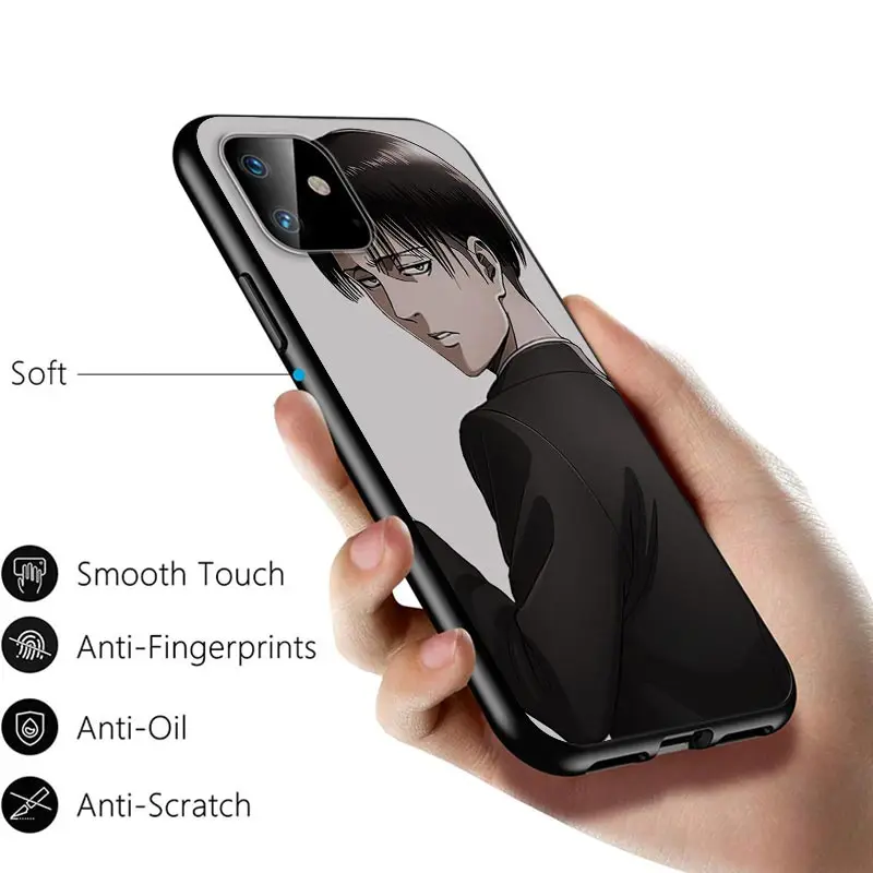 

Anime Attack on Titan For Apple iPhone 12 11 Pro Max mini XS Max XR X 8 7 6 6S Plus 5S SE 2020 Soft Black Phone Case