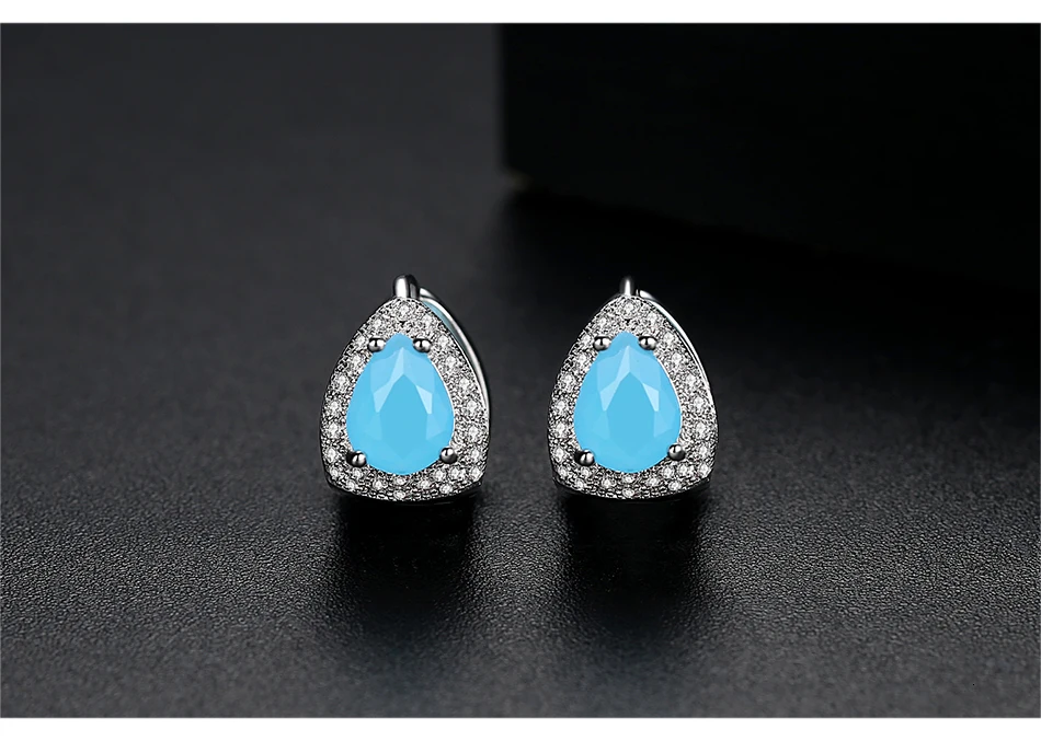 LUOTEEMI Design Stud Earrings for Women Dating Party Luxury Water Drop CZ Three Colors Female Jewelry Pendientes Christmas Gift