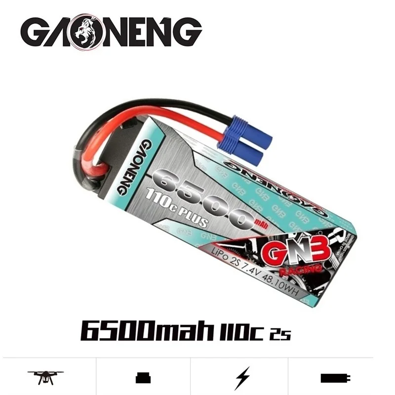 

GAONENG GNB 7.4V 6500mAh 2S 110C/220C LiPo Battery Pack With T XT60 EC5 XT90 Plug for RC HSP 1:10 1/10 RC Car RC Boat Scx10