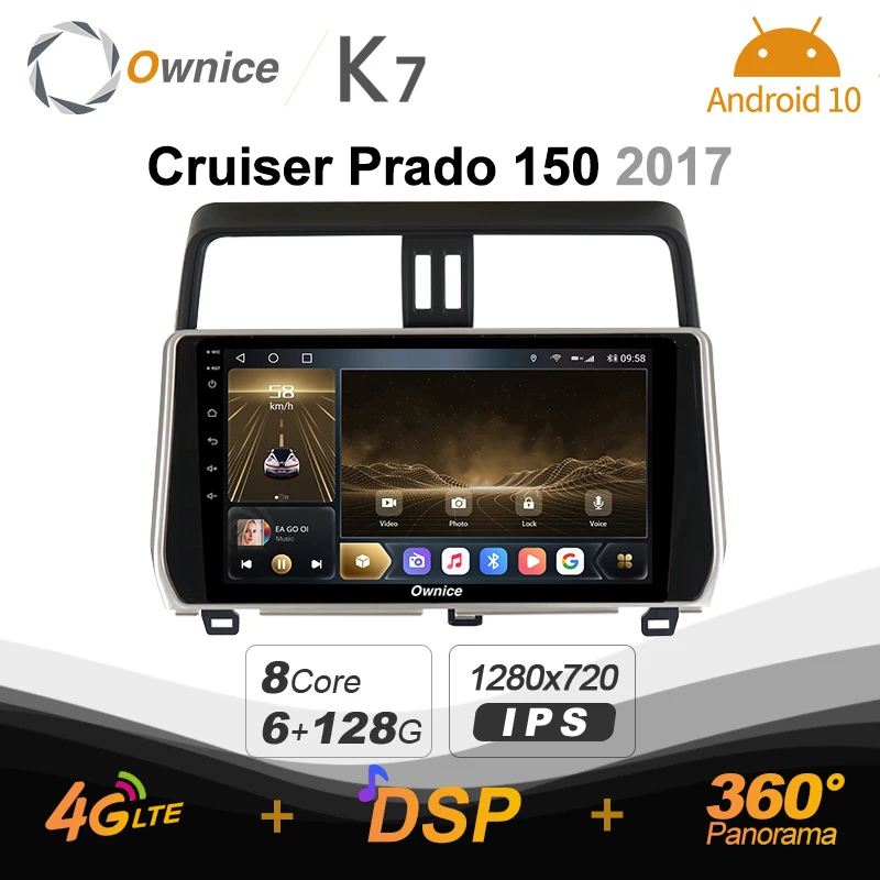 

Автомагнитола Ownice, 6G + 128G, Android 10,0, для Toyota Land Cruiser Prado 150, 2017, мультимедиа, DVD, 4G LTE, GPS, Navi 360, BT 5,0, Carplay