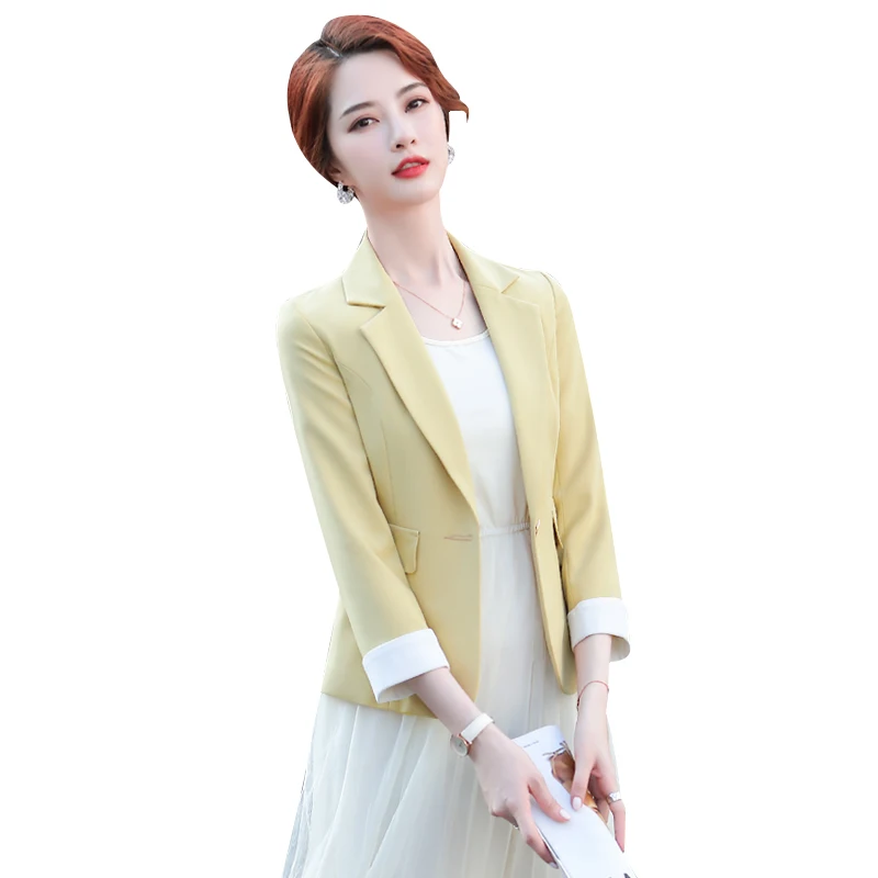 

Women's small suit jacket 2021 spring new hit color fashion one button collocation comfortable dress thin top