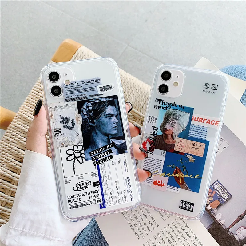 

Luxury Fashion Label Straight Edge Phone Cases on For iPhone 12 Mini 11 Pro XS Max X XR 7 8 Plus SE 2020 Funda Soft TPU Cover