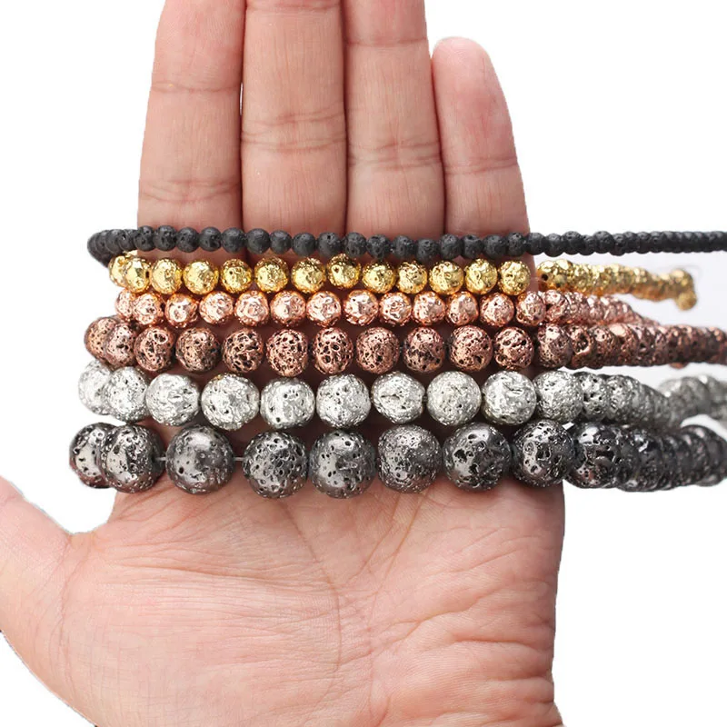 Натуральный серебристый/черный/розовое золото из лавового камня вулканические