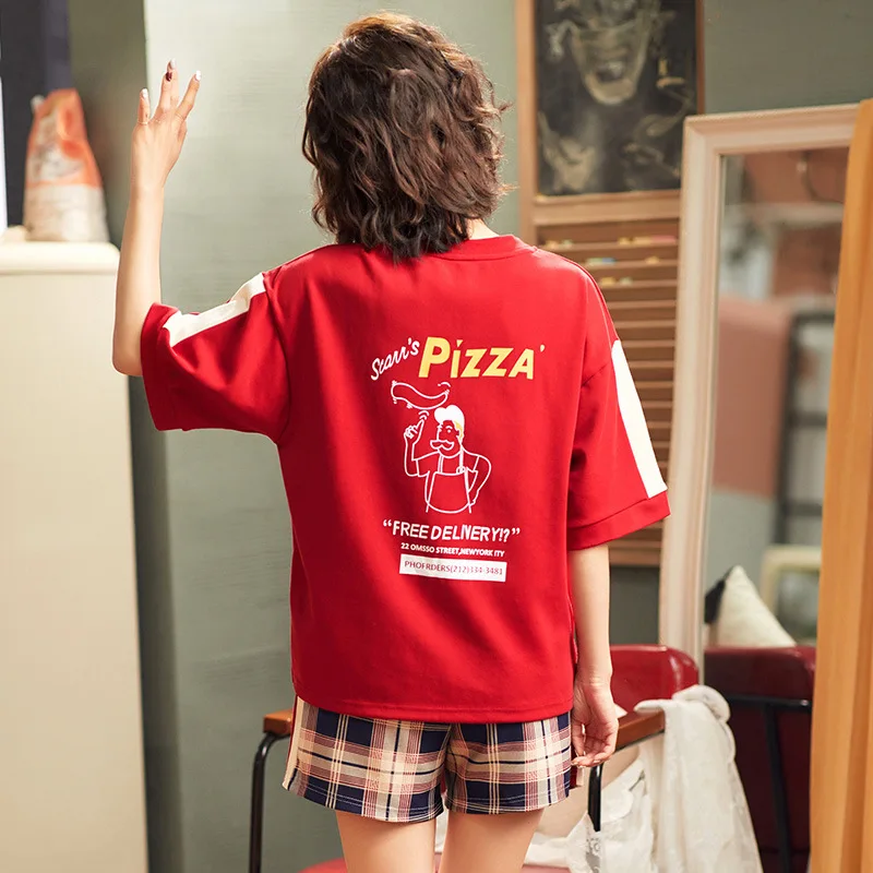 Женская пижама с коротким рукавом короткие штаны комплект из двух предметов